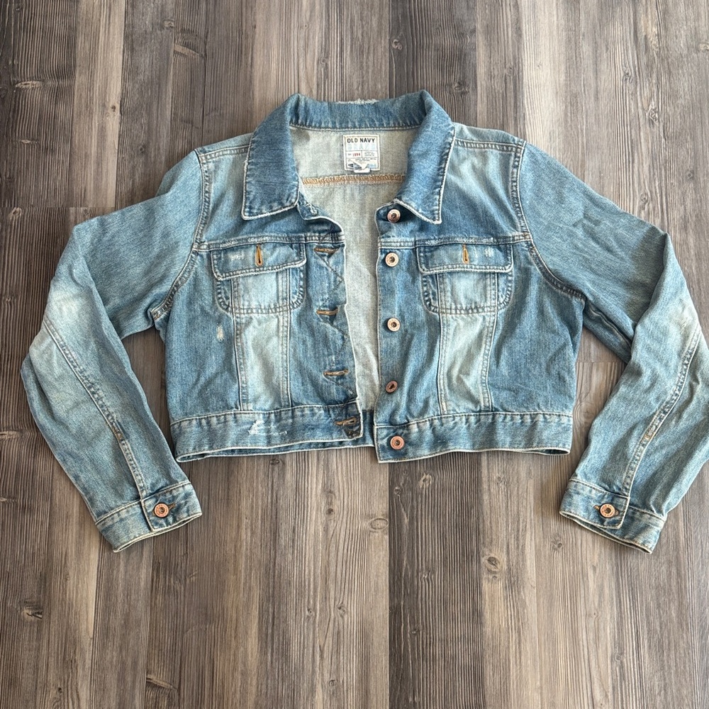 Old Navy Light Blue Cropped Jean Jacket XL